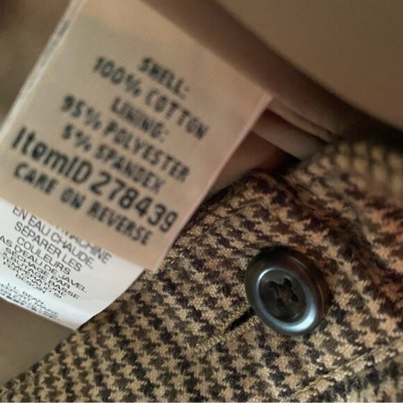 LL Bean Women's Classic Fit Pants Size 20 Regular Tab‎ Brown Houndstooth Pockets - Picture 7 of 8
